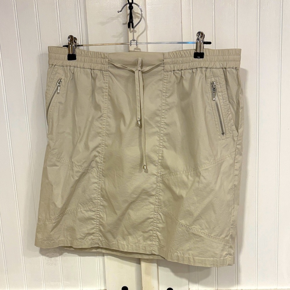 Tribal Beige Drawstring Skirt with Pockets. Size L